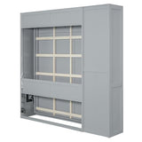 Merax Full Size Murphy Bed Wall Bed with Shelves, Drawers and LED Lights,Gray Merax
