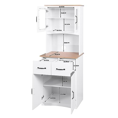 NicBex 66.9" Modern Kitchen Pantry Storage Cabinet Microwave Cabinet with Storage Drawer,Tall Freestanding Kitchen Cabinet for Dining Room,Bathroom,Kitchen,White NicBex