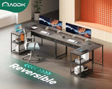AODK 53 Inch L Shaped Computer Desk with Drawers, Corner Desk with Power Outlets & Reversible Storage Shelves, for Home Office Gaming, Oak Grey AODK