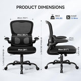 ALLGOD Ergonomic Office Chair, Breathable Mesh Ergonomic Desk Chair with Adjustable Lumbar Support, Flip-up Armrests, Computer Chairs Comfortable for Home, Office, Work, 300lbs, Black ALLGOD