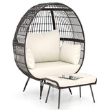 Tangkula Oversized Wicker Egg Chair with Ottoman, Patio Lounge Basket with 5 Soft Cushions, Stable Metal Frame, Gorgeous Indoor Outdoor Lounge Chair, Ideal for Living Room, Backyard, 450 LBS Max Load Tangkula
