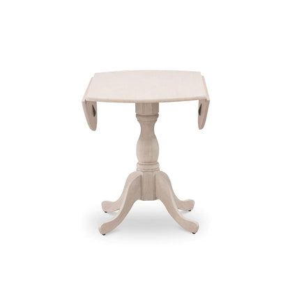 East West Furniture DMT-ABC-TP Dublin Kitchen Dining Table - a Round Wooden Table Top with Dropleaf & Pedestal Base, 42x42 Inch, Wirebrushed Buttercream - WoodArtSupply