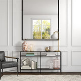Henn&Hart 55" Wide Rectangular Console Table with Metal Shelves in Blackened Bronze, Entryway Table, Accent Table for Living Room, Hallway Henn&Hart