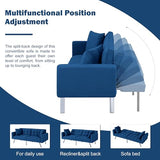 78" Modern Sofa Bed Futon,Convertible Sleeper Bed Couch with 4 Reclining Backrest,Comfy Velvet Cloud Sofa Loveseat for Living Room Bedroom Office (Navy) Anwick