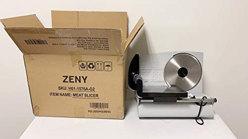 ZENY Professional Stainless Steel Electric Meat Slicer Food & Vegetable Cutter with Removable 7.5" Blade - Adjustable Knob for Thickness - Anti Slip Rubber Feet - Sliver (7.5") ZENY