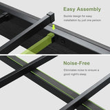Feonase Floating Bed Frame Queen Size with Led Lights and Charging Station, Wood Queen Bed Frame with Storage Headboard, Heavy Duty Metal Slats, No Box Spring Needed, Easy Assembly, Black Feonase