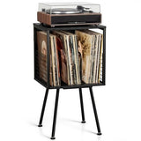 Faesun Record Player Stand with Storage Holds 100+ Vinyl Records, Industrial Turntable Stand with Storage Shelf, LP Album Organizer Cabinet for Small Spaces, Black End Table Faesun