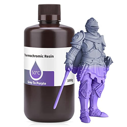 ELEGOO Thermochromic 3D Printer Resin, 405nm UV Curing Photopolymer Resin for LCD 3D Printing Grey to Purple 1000G