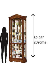 Howard Miller Jamestown II Corner Curio Cabinet 680-250 – Oak Yorkshire Finish Home Decor, Seven Glass Shelves, Eight Level Display Case, Locking Front Door & Halogen Light Howard Miller