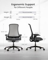 ProtoArc Ergonomic Office Chair - Flexer Computer Chair, Foam Cushion Sliding Seat, Breathable Mesh from Wintex, 125° Reclining Swivel Desk Chairs for Home, Office & Study - Black ProtoArc