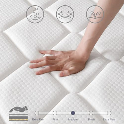 OGlAWA Twin Mattress in a Box,10 Inch Twin Mattresses,Gel Memory Foam Medium Firm Grey Hyrid Mattress,Quality Comfort and Adaptive Support Breathable Cooling Twin Mattress,CertiPUR-US.