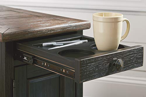 Signature Design by Ashley Tyler Creek Rustic Chair Side End Table with Pull-Out Tray & USB Ports, Brown Signature Design by Ashley