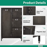 Letaya Metal Locker Storage Cabinet,55" Steel Retro Wardrobe,4 Doors Lockable,Adjustable Feet Organizer Locker for Employees Home Office School Gym (4 Door) Letaya