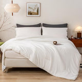 BOHOPOPM White Comforter Twin/XL Size Single Bed - Lightweight Super Soft Cozy Modern Polycotton Bedding Blanket Quilt Set for Kid Teen Boy Children All Season - 1 Solid Comforter and 1 Pillowcase BOHOPOPM