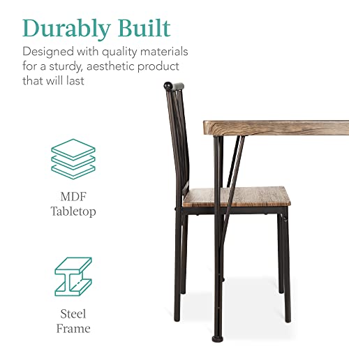 Best Choice Products 5-Piece Metal and Wood Indoor Modern Rectangular Dining Table Furniture Set for Kitchen, Dining Room, Dinette, Breakfast Nook w/ 4 Chairs - Drift Brown Best Choice Products
