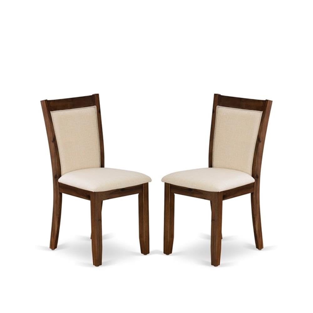 East West Furniture LAMZ11-N8-32 11 Piece Kitchen Table Set Includes a Rectangle Dining Table with Removable Leaf and 10 Light Beige Linen Fabric Upholstered Chairs, 42x92 Inch, Walnut East West Furniture