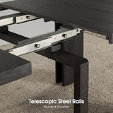 Transformer Table - Solid Wood Extendable Dining Table, Seats 2-12, Extendable Dining Room Table, Space-Saving Furniture (Black, Table + Bench) Transformer Table