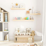 Marsmiles 36 Inch Floating Shelves Wood Unfinished, Natural Wooden Floating Shelves for Wall Set of 2, Solid Wood Wall Mounted Shelves for Bathroom Marsmiles