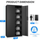 HOMOFFICE Metal Garage Storage Cabinet with Lock, 72" Tall Steel Storage Locker with 4 Adjustable Shelves, Heavy Duty Metal Cabinet for Garage, Office, Home, Black HOMOFFICE