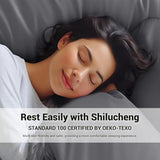 Shilucheng Queen Sheet Sets, Blend Rayon Derived from Bamboo, Breathable & Cooling Bed Sheets 4 Piece, Deep Pocket Up to 16", Hotel Silky Bedding for Hot Sleepers, Dark Grey
