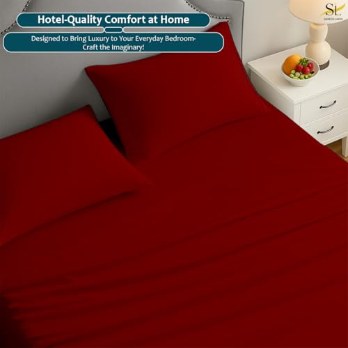 Cal King Sheet Set - 4 Piece Ultra Soft Brushed Microfiber Bed Sheets - 15" Deep Pockets, Wrinkle-Free & Breathable for a Secure Fit Sheets & Pillowcases (California King, Burgundy) Shreem Linen