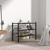 ROMGUAR CRAFT 3 Tier Bamboo Shoe Rack for Closet Free Standing Wood Shoe Shelf Storage Organizer for Entryway Small Space Stackable 27"x11"x20" (Black) ROMGUAR CRAFT