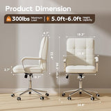 HomeZeer White Office Chair with Soft Leather, Swivel Computer Home Office Desk Chair with Wheels and Padded Arms, Adjustable Height and Tilt HomeZeer