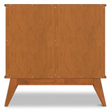 SIMPLIHOME Draper Solid Hardwood Wide Mid Century Modern Storage Cabinet for The Living, Entryway and Family Room, 36 inch, Teak Brown SIMPLIHOME