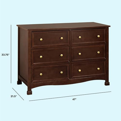 DaVinci Kalani 6-Drawer Baby Dresser for Nursery - Wooden Double Chest of Drawers for Kids, Boys and Girls - Multi-Purpose Storage Espresso Dresser for Bedroom, Living Room & Hallway, Easy to Assemble DaVinci