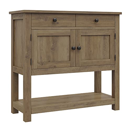 HOSTACK Farmhouse Console Table with 2-Door Cabinet & 2 Drawers, Coffee Bar, Entryway Table with Storage Shelf, Sofa Tables Buffet Sideboard for Kitchen, Hallway, Dining, Living Room, Rustic  - WoodArtSupply