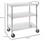 Seville Classics UltraDurable NSF Commercial Heavy Duty Metal Rolling Utility Cart, w/ Steel Shelves, Handle Bar for Restaurant, Garage, Warehouse, Kitchen, Office, Top Shelf (36"W x 18"D) Seville Classics