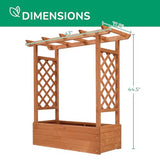 Outvita Raised Garden Bed with Trellis, Wood Planter Box with Hanging Roof, Side Trellis and Drainage Holes, Above Ground Elevated Garden Bed for Outdoor Climbing Plants Vegetables Flowers Herbs Outvita