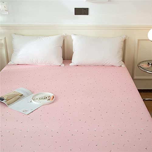 LifeTB Floral Print Fitted Sheet Twin Pink White Flower Bedding Sheet Deep Pocket Cotton Bed Sheet Garden Flower Branch Mattress Cover Pink Floral Fitted Sheet for Girl Women Kids Teen LifeTB