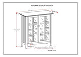 SIMPLIHOME Acadian SOLID WOOD 39 inch Wide Transitional Medium Storage Cabinet in White, with 2 Tempered Glass Doors, 4 Adjustable Shelves SIMPLIHOME