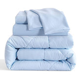 NTBAY Twin Comforter Set with Sheets, 5 Pieces Soft and Breathable Bedding Set, Twin Bed in a Bag, Down Alternative Comforter Set Solid Color All Season, Kids Bedding Set, Aqua NTBAY