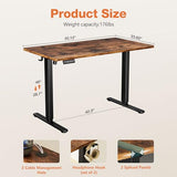 Sweetcrispy Electric Adjustable Height Standing Desk - 55 x 24 inch Sit to Stand Up Desk with Splice Board, Rising Home Office Computer Table with 2 Hook and Wire Hole for Work Sweetcrispy