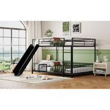 Harper & Bright Designs Full Over Full Metal Bunk Bed with Slide, Heavy Duty Bunk Bed with Small Door, Fence and Ladder for Girls Boys, Black Harper & Bright Designs