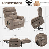 JIKFRIMA Power Lift Recliners Chairs for Elderly Adults Lay Flat Recliner with Heat & Massage, Wireless Charging Device, USB Ports, Cup Holder, Lumbar Pillow, 400Lbs（Velvet Fibric,Light Brown）