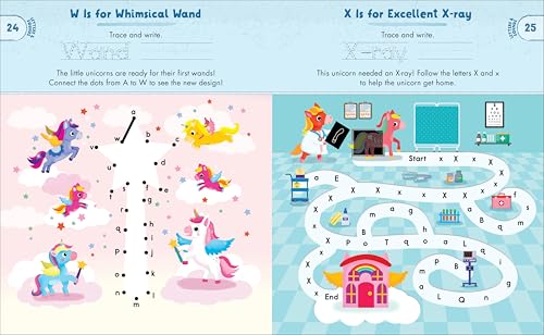 Kindergarten Activity Book Unicorns: 75 Games to Practice Early Reading, Writing, and Math Skills (School Skills Activity Books) WoodArtSupply