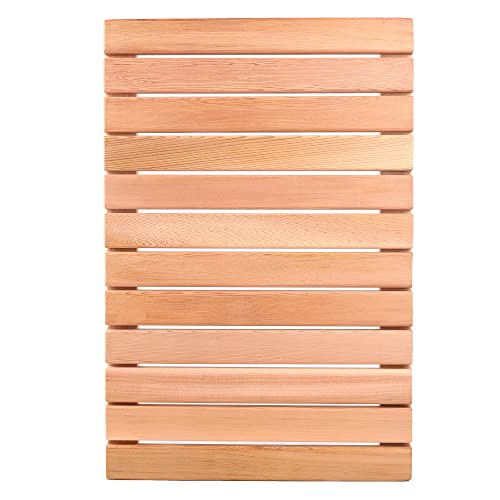 bingaai Cedar Wood Shower Mat, Cedar Wooden Bath Mats, Wood Bath Mat 23.6 x 15.7 in, Shower Stall Mat Non-Slip for Bathroom Bathtub Spa Sauna Garden bingaai