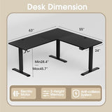 L Shaped Standing Desk Adjustable Height, Electric Corner Standing Desk, Sit Stand Computer Table with Memory Controller for Home (Black, 55 Inch) Homall