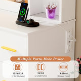 ANWBROAD Makeup Vanity Desk with Mirror and Lights 3 Colors Large Vanity Table with 7 Drawers & RGB Lights White Makeup Table with Charging Station 6 Storage Shelves Stool for Bedroom Women UBDT96W ANWBROAD