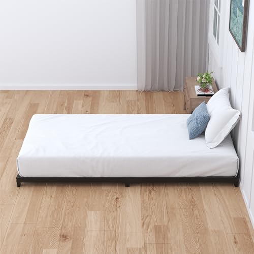 Nailsong 3 Inch Twin Bed Frames Low Profile, Twin Platform Bed Frame No Box Spring Needed, Heavy Duty Metal, Easy Assembly, Black Nailsong
