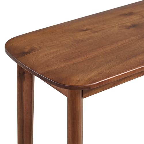 Alaterre Furniture Calais Living Room Collection – 48 Inch Solid Wood Entryway Table with Woven Storage Shelf – Mid Century Modern 2-Tier Sofa Table for Living Room, Hallway, or Foyer (Warm Chestnut) Alaterre Furniture
