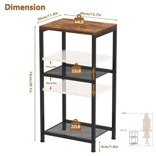 Heybly Small Side Table, 29.1" Tall End Table with Adjustable Shelf, Telephone Table, Nightstand, Accent Table Stand, Small Entryway Table, Bedroom,Living Room, Office,Bathroom, Rustic Brown,HET003SR1 Heybly