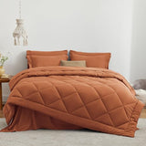 Love's cabin Twin Comforter Set Terracotta, 5 Pieces Twin Bed in a Bag, All Season Bedding Sets with 1 Comforter, 1 Flat Sheet, 1 Fitted Sheet, 1 Pillowcase and 1 Pillow Sham Love's cabin