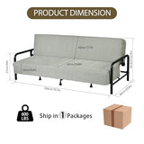 Homy Casa Convertible Sofa Bed with Metal Frame and Upholstered Cushion for Living Room Guest Room and Small Apartment (Grey) Homy Casa