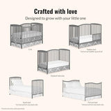 Dream On Me Chelsea 5-in-1 Convertible Full-Size Baby Crib in Steel Grey, GreenGuard Gold & BSA, Pinewood, 4 Mattress Heights, Converts to Toddler, Day & Full-Size Bed, Modern Classic Nursery
