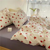 Nayoroom Heart Duvet Cover Twin Size Cute Red Love Heart Printed on White Bedding Set 2Pcs Kids Girls Kawaii Heart-Shaped Pattern Comforter Cover with Zipper Closure Soft Breathable Microfiber Nayoroom