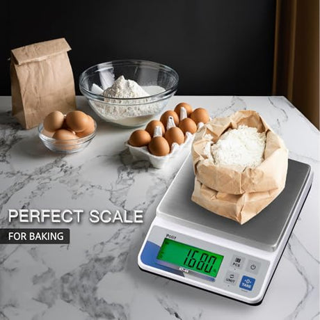 Polit Digital Kitchen Scale KT-66 30lb/13kg｜0.05oz/1g Precision Food Scale with LCD Display｜Battery or Plug-in｜Stainless Steel Top｜Grams, Ounces, Pounds｜5 Units for Baking, Farming & Shipping Scale POLIT
